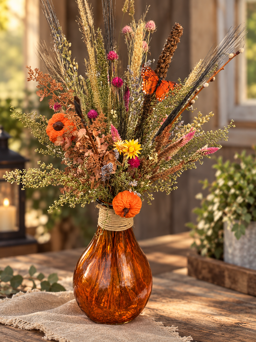 Dried flower arrangements