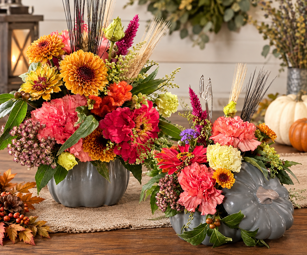 🍂 Fall Garden Pumpkin Arrangement