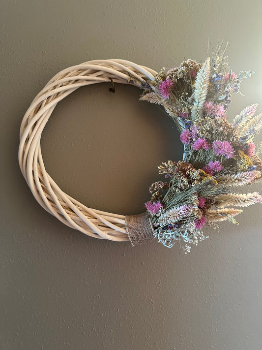 White Dried Flower Wreath